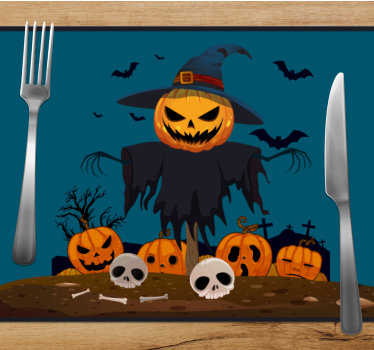 Halloween placemat scarecrow pumpkin fright - TenStickers