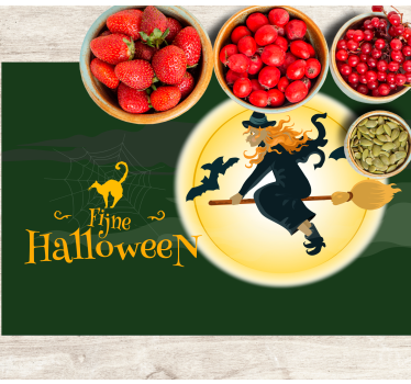Halloween placemat witch broomstick scene - TenStickers