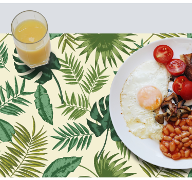 Leafy tropical pattern placemat - TenStickers