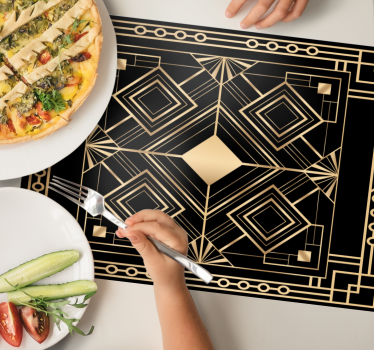 Modern art black and golden deco  elegant table placemats - TenStickers