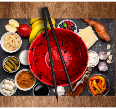 Modern placemat red bowl ingredients - TenStickers