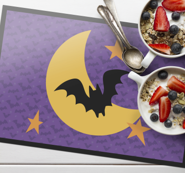 Moon stars and a bat  Halloween table mats - TenStickers
