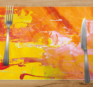 Orange colourful abstract design restaurant vinyl placemats - TenStickers