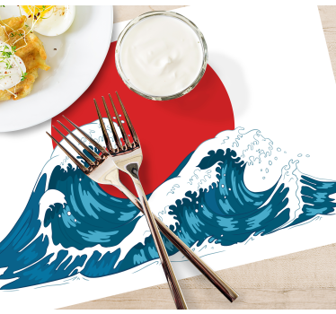 Original placemat waves and rising sun design - TenStickers