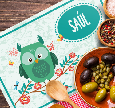 Owl customisable children vinyl placemats - TenStickers
