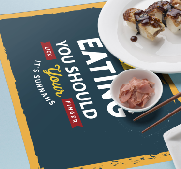 Placemat with quote eating finger lickin' good - TenStickers