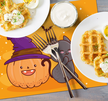 Pumpkin head witch children vinyl placemats - TenStickers