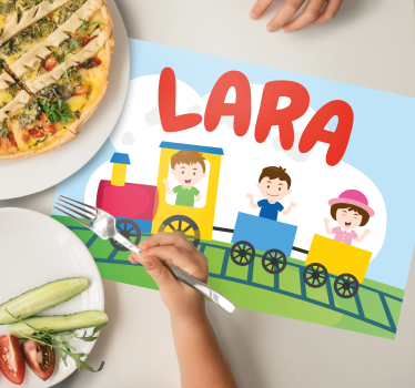Smiley train name Personalised table mats - TenStickers
