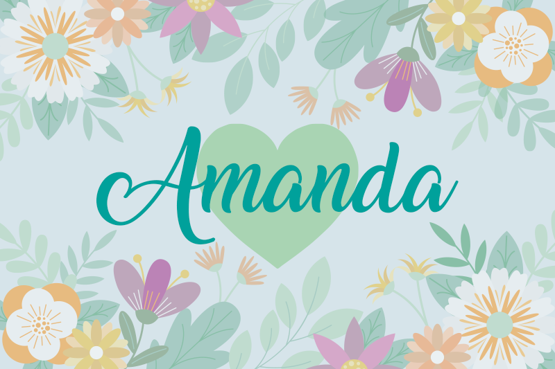 Customizable placemat flower heart amanda - TenStickers
