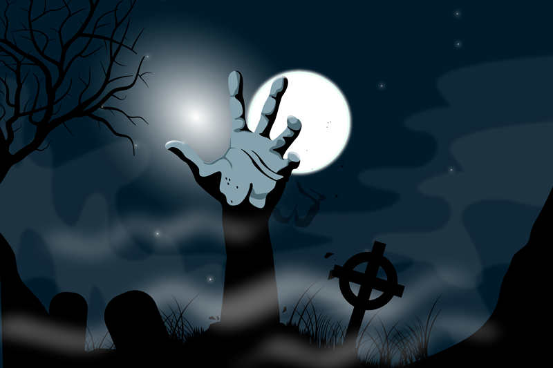 Halloween placemat spooky graveyard scene - TenStickers