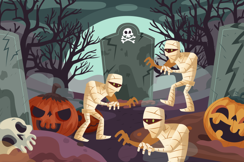 Halloween placemat mummies rising from the grave - TenStickers