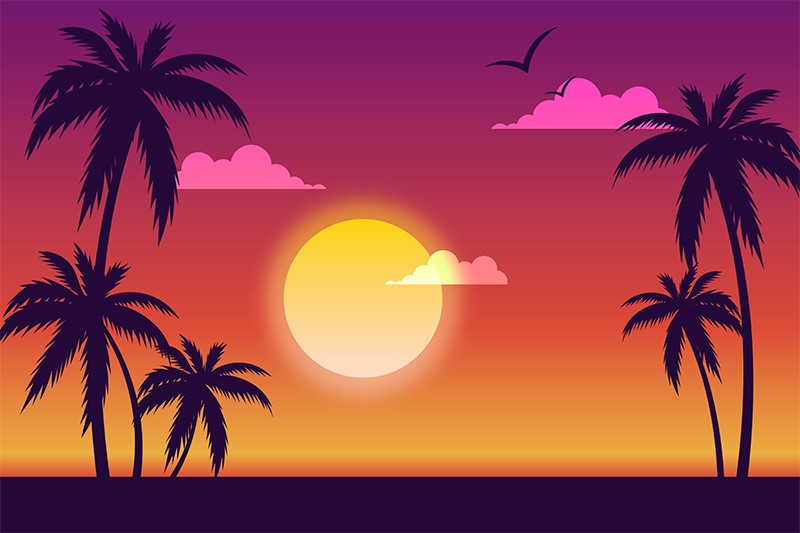 Modern placemat tropical sunset view - TenStickers