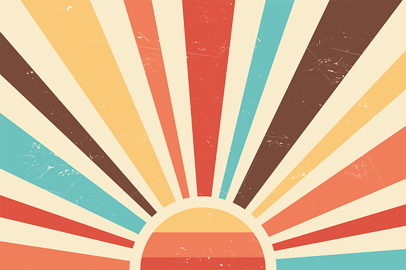 Abstract Vintage Sunset 70's sun placemats - TenStickers