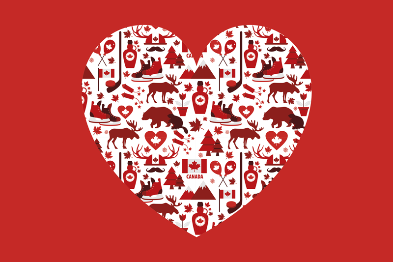 Heart-shaped Canada elements original placemats - TenStickers