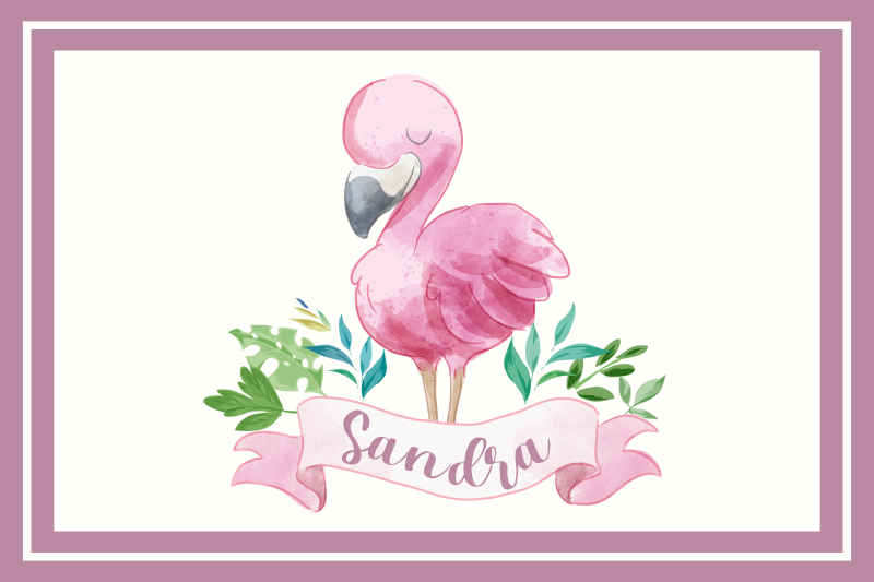Customizable placemat flamingo with ribbon - TenStickers