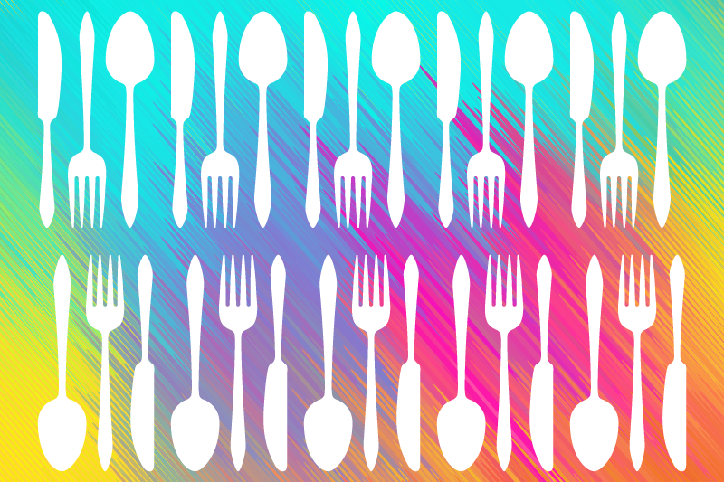 Colourful Knife Fork and Spoon modern placemats - TenStickers