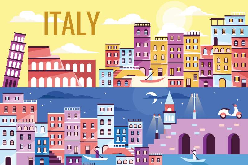 Customizable placemat vibrant italy cityscape - TenStickers