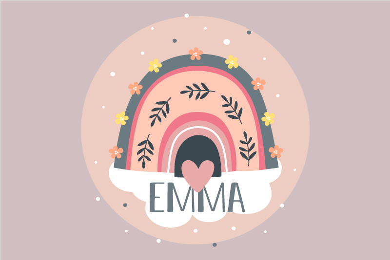 Children placemat rainbow floral design - TenStickers