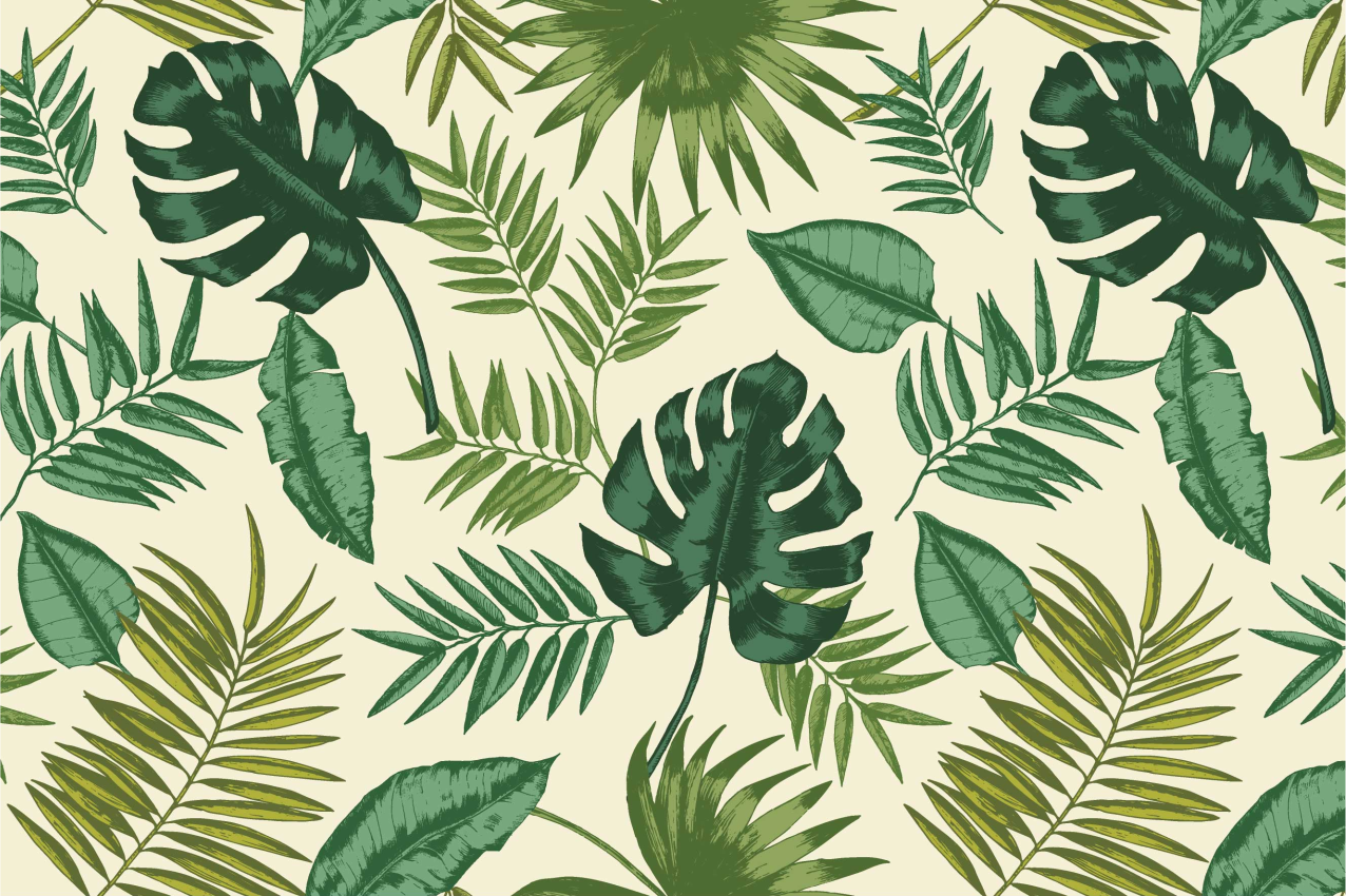 Leafy tropical pattern placemat - TenStickers