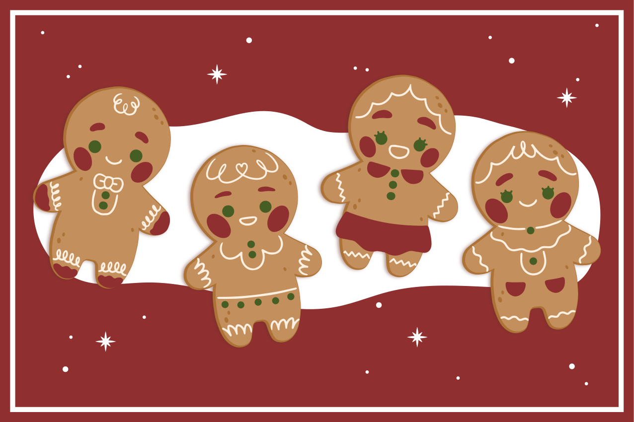 Christmas placemat gingerbread cookie figures - TenStickers