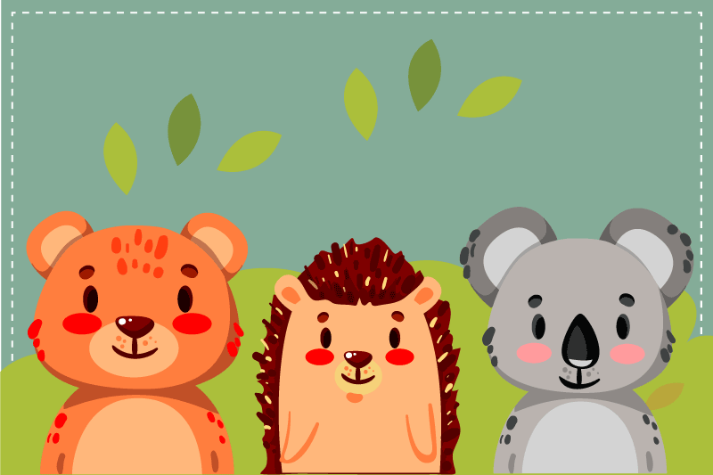 Children placemat cute animal companions - TenStickers