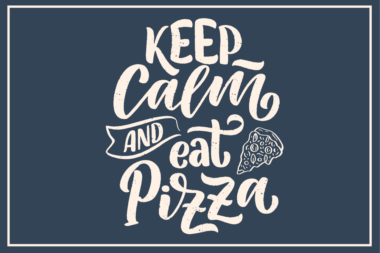 Placemat with quote enjoy the calm of pizza - TenStickers