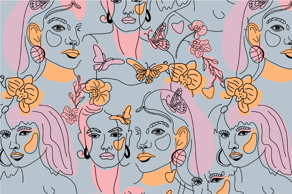 Original placemat with stylized faces design - TenStickers