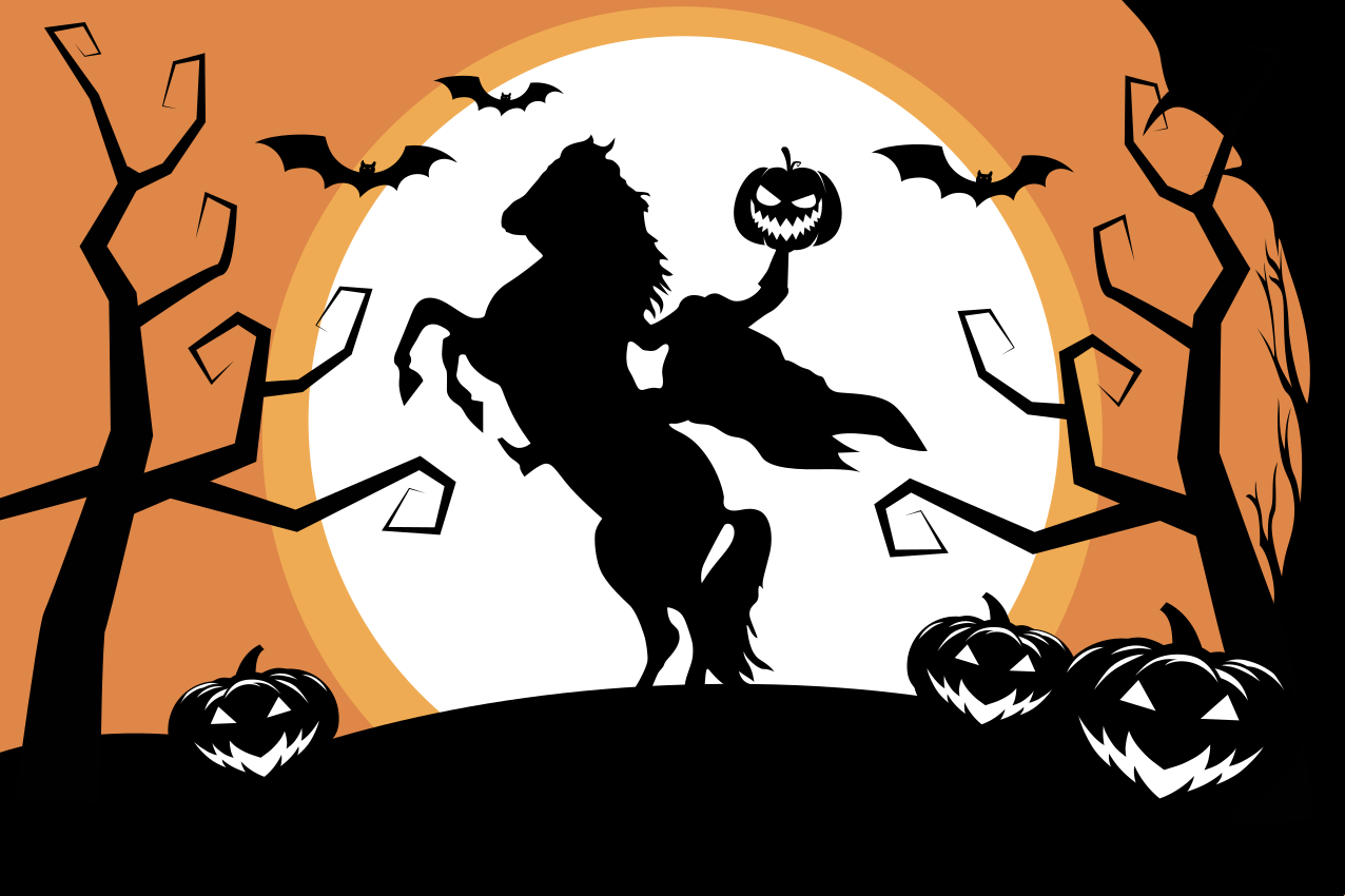 Halloween placemat horse with pumpkin design - TenStickers