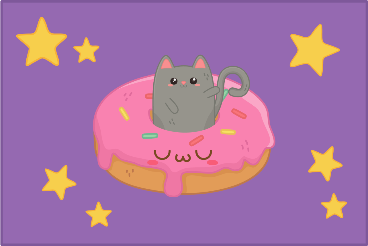 Children placemat cute cat donut - TenStickers