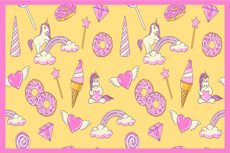 Children placemat whimsical unicorn fun - TenStickers