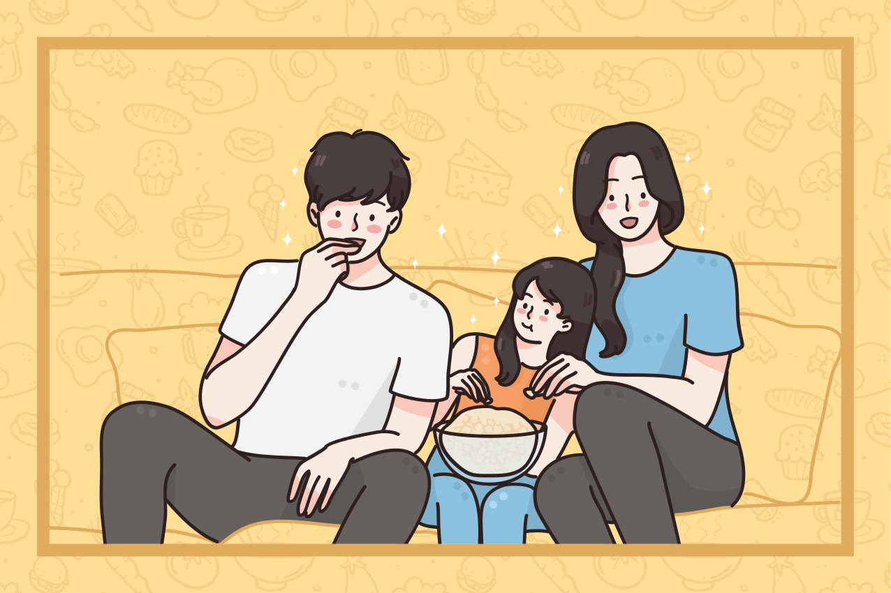 Children placemat family sharing snacks - TenStickers