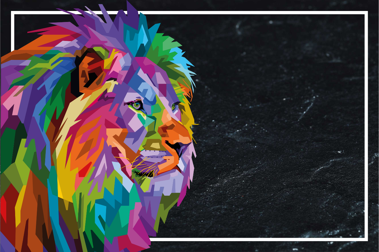 Original placemat colorful lion face - TenStickers