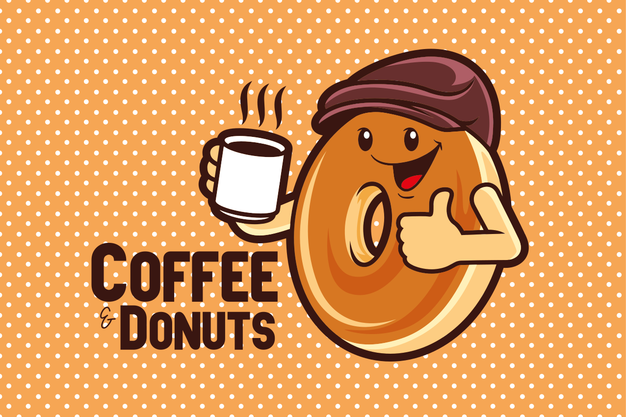 Children placemat with joyful doughnut character - TenStickers