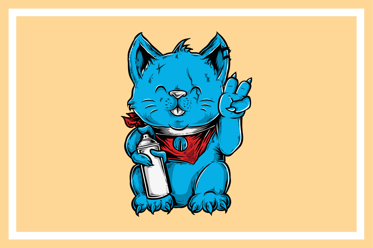 Cheerful blue cat children placemat - TenStickers