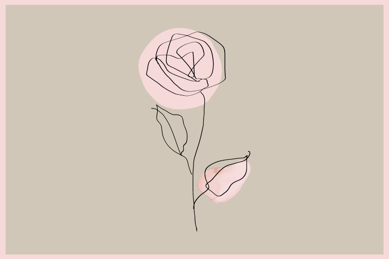 Modern placemat elegant rose outline - TenStickers