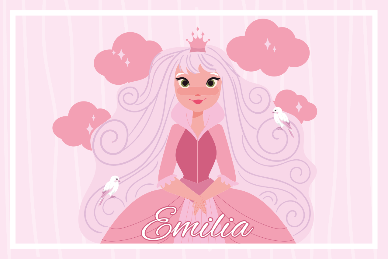 Pink Princess with cloud children placemats - TenStickers