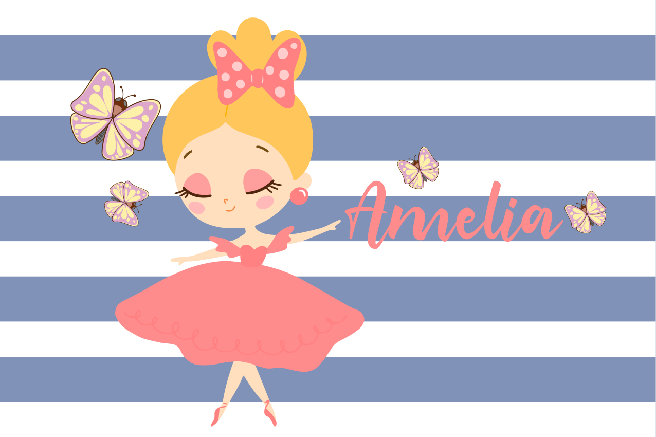 Princess with pink dress butterflies placemats - TenStickers