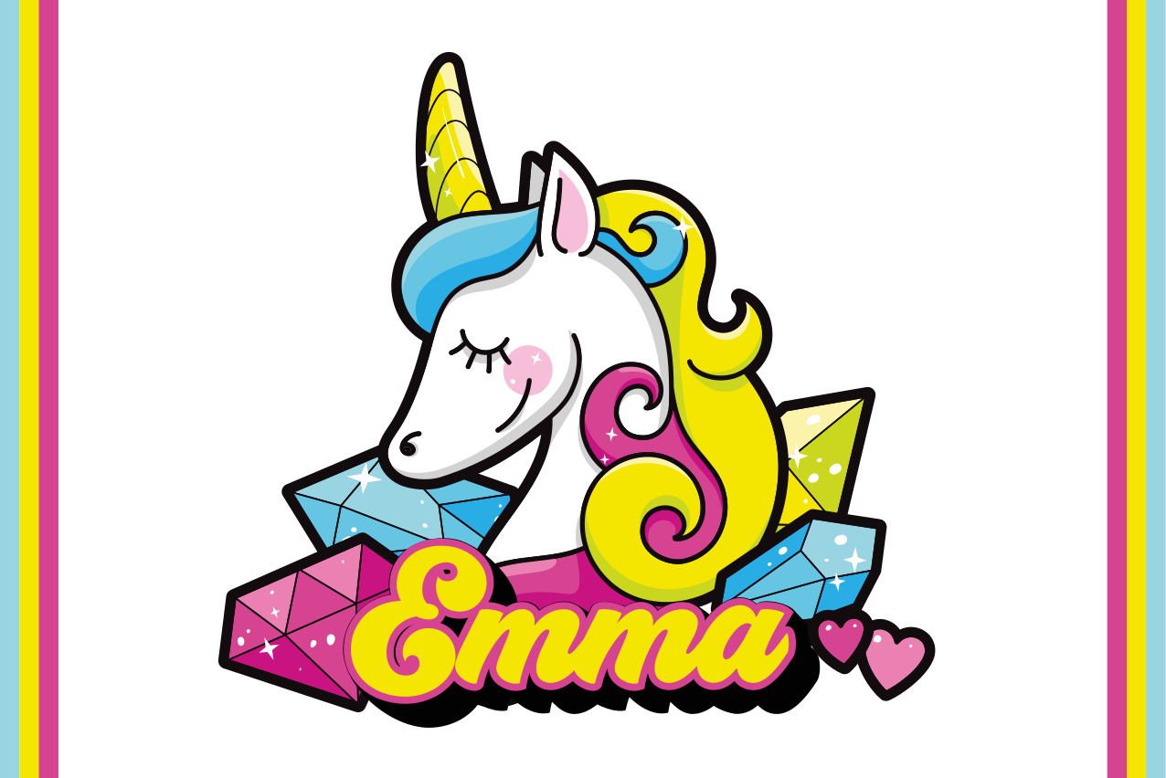 Pretty diamond unicorn Personalised placemats - TenStickers