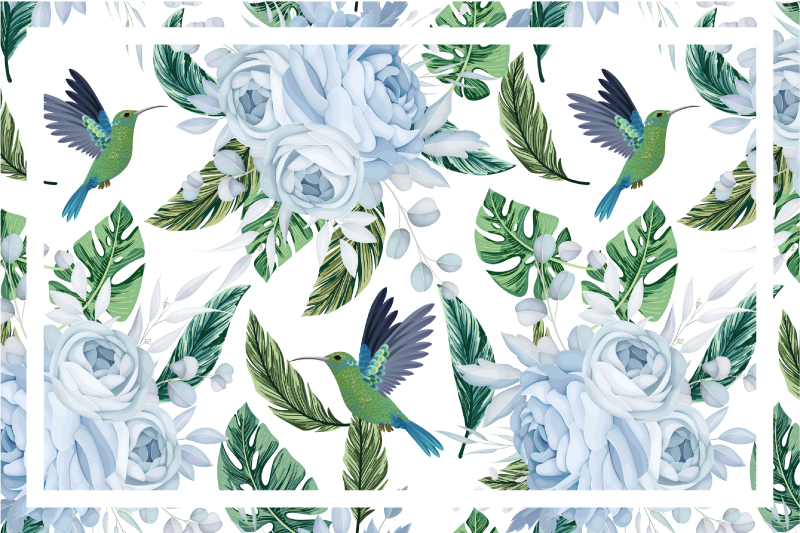 Modern placemat floral hummingbird design - TenStickers