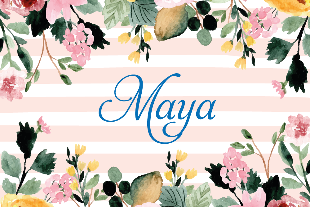 Customizable placemat floral custom name - TenStickers