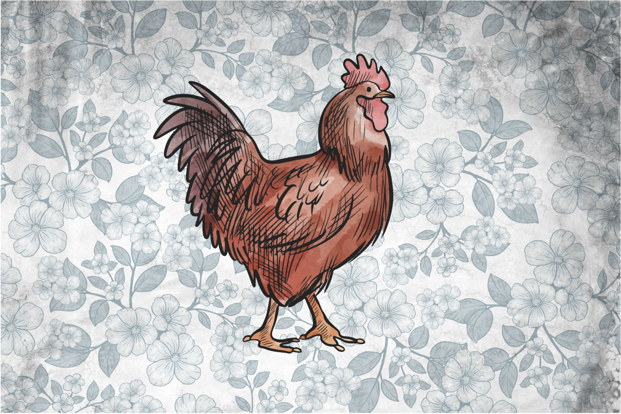Original placemat rustic chicken design - TenStickers