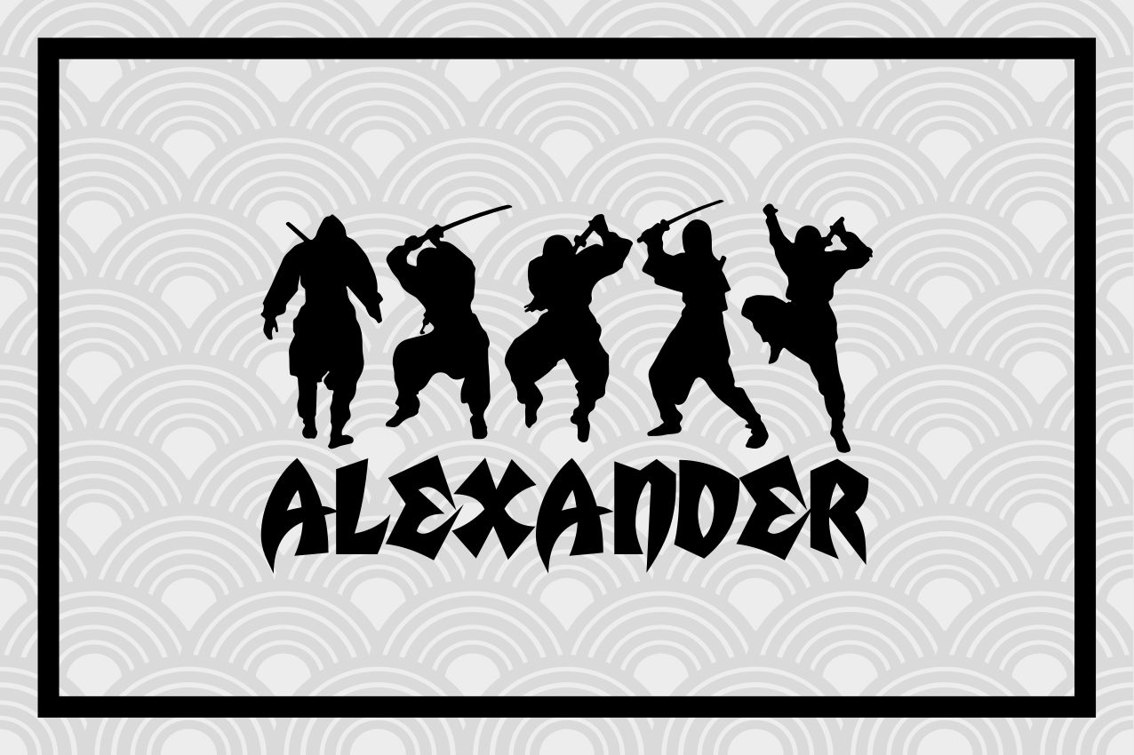 Customizable placemat ninja warrior silhouettes - TenStickers