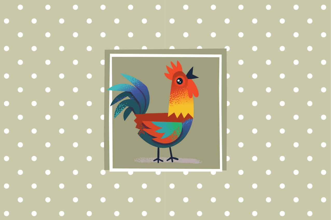 Children placemat with colorful rooster design - TenStickers
