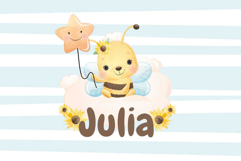 Cute animals bee with name children placemats - TenStickers