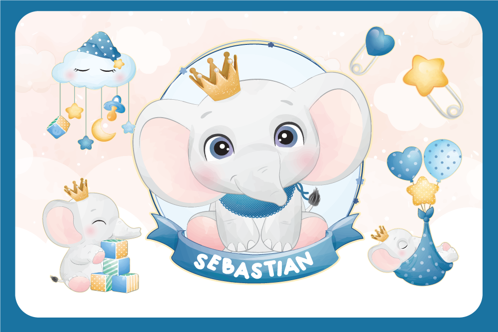 Children placemat with cute elephant design - TenStickers