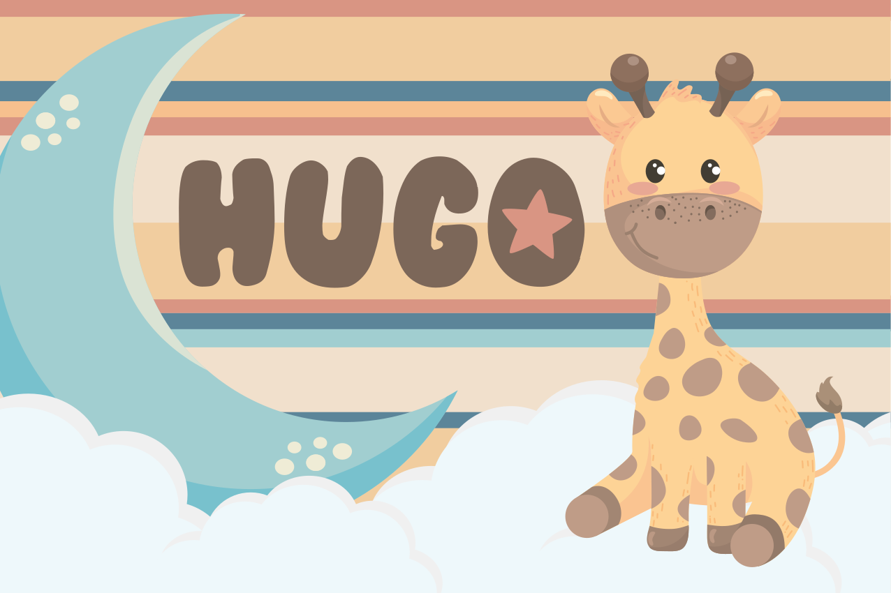 Cute giraffe for boy with name placemats - TenStickers