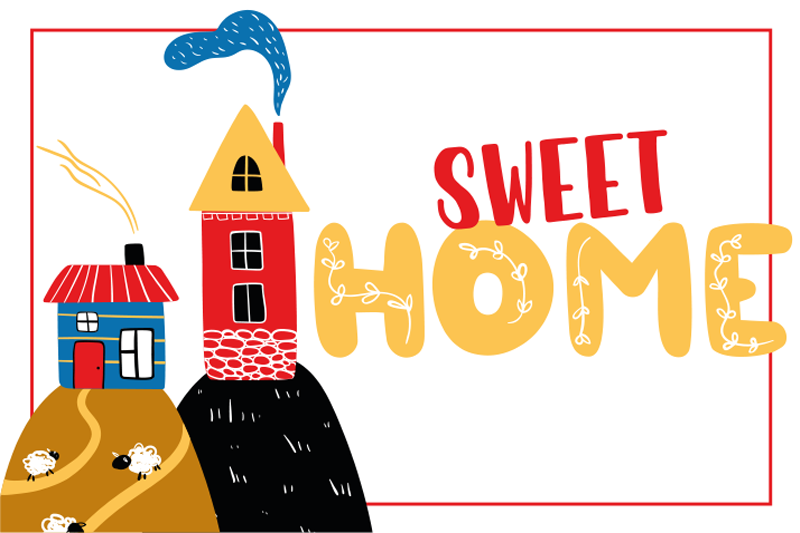 Children placemat colorful house scene - TenStickers