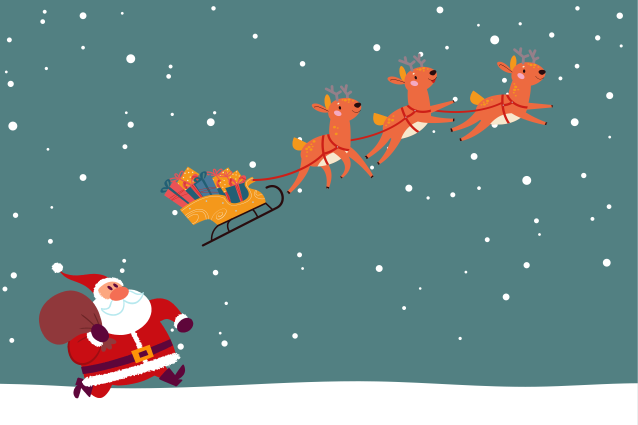 Christmas placemat santa claus sleigh ride - TenStickers