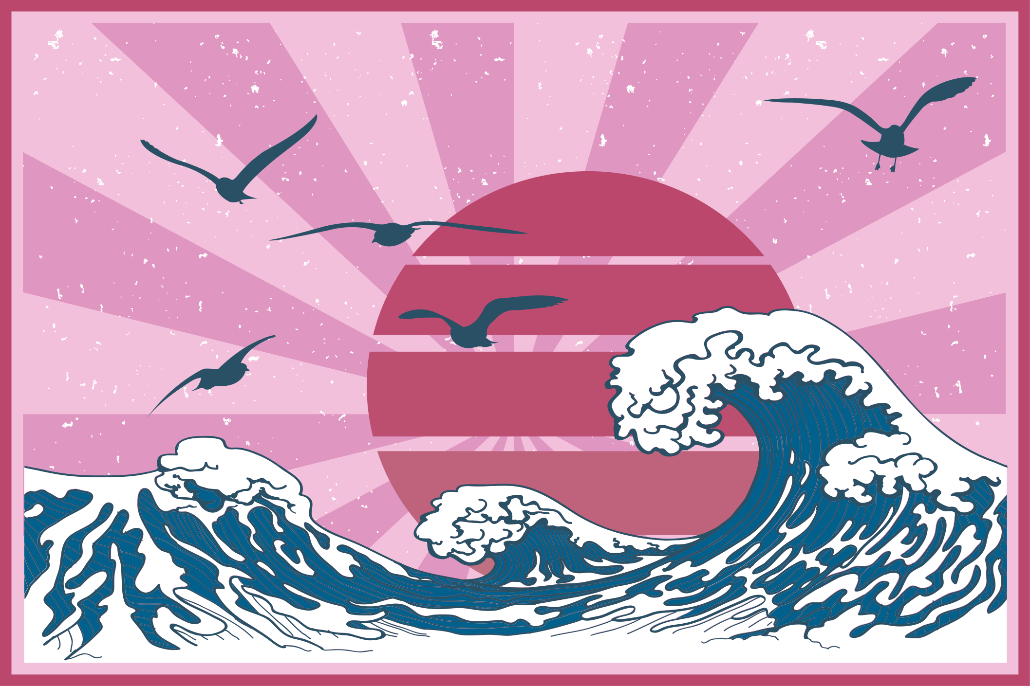 Modern placemat waves and sun design - TenStickers