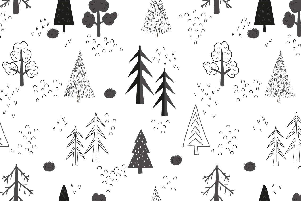 White minimal trees nordic original placemats - TenStickers